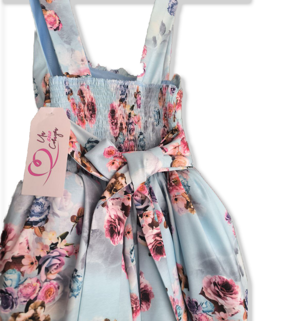 🎀 Vestido Azul Celeste “Encanto Floral” – Tierno y elegante ($129.990)